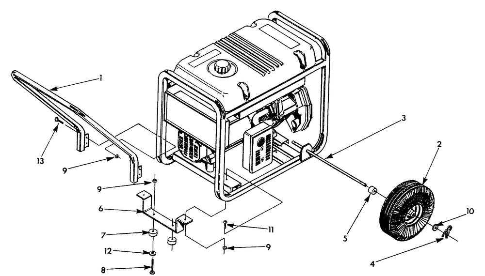 Wheel Kit Diagram and Parts List for 9860-0-1N166  Briggs and Stratton Generator